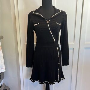 Burryco BURRYCO Black Dress Black Long Sleeve Sweater Dress Size 4